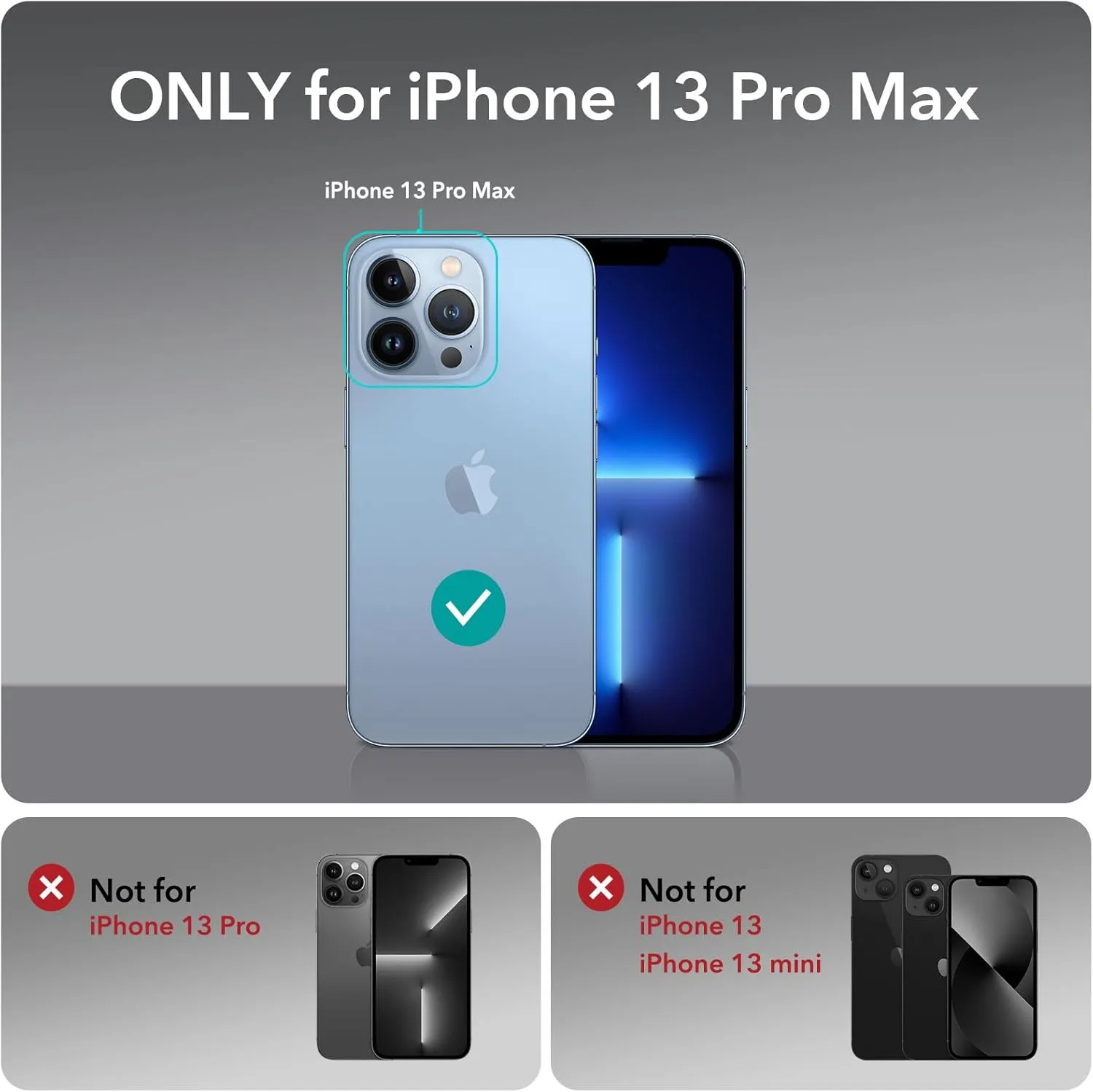 ESR for iPhone 13 Pro Max Case with Stand, Compatible with MagSafe, Full-Body Military-Grade Drop Proof Case with Built-in 9H  Tempered Glass Screen Protector, Armor Series, Clear Dark Blue