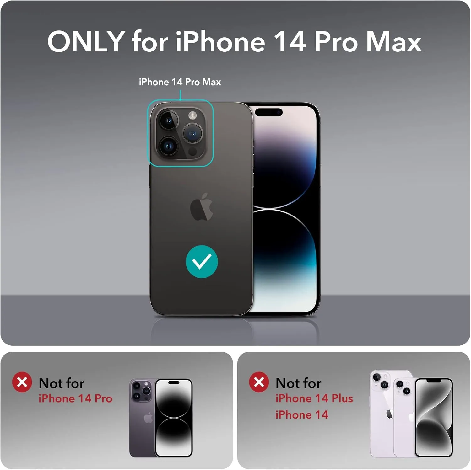 ESR for iPhone 14 Pro Max Case with Stand, Compatible with MagSafe, Full-Body Military-Grade Drop Proof Case with Built-in 9H  Tempered Glass Screen Protector, Armor Series, Clear Black
