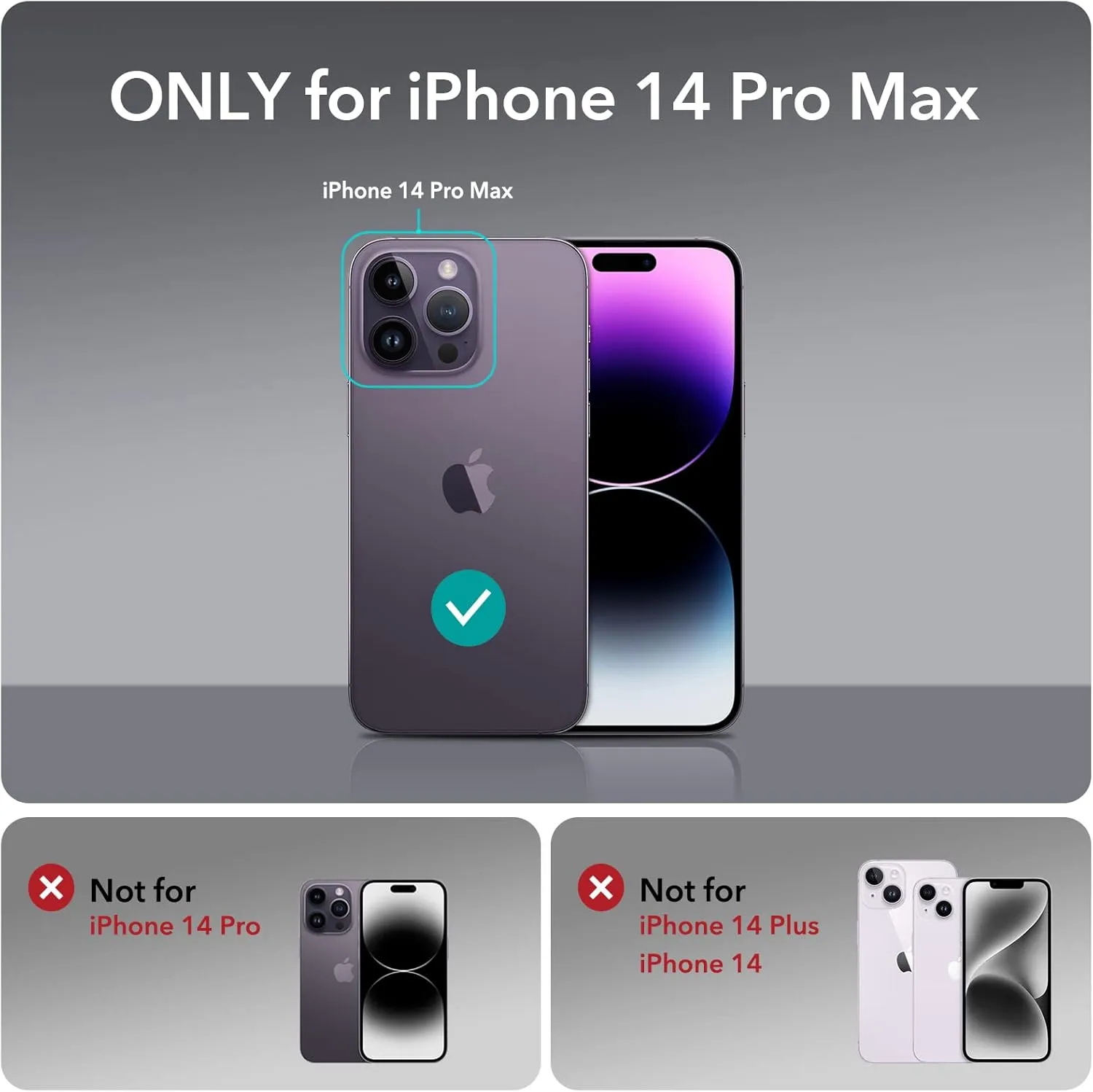 ESR for iPhone 14 Pro Max Case with Stand, Compatible with MagSafe, Full-Body Military-Grade Drop Proof Case with Built-in 9H  Tempered Glass Screen Protector, Armor Series, Clear Purple