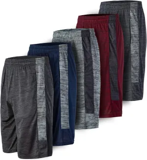 Essential Elements Boys 5-Pack Active Athletic Performance Basketball Shorts with Pockets