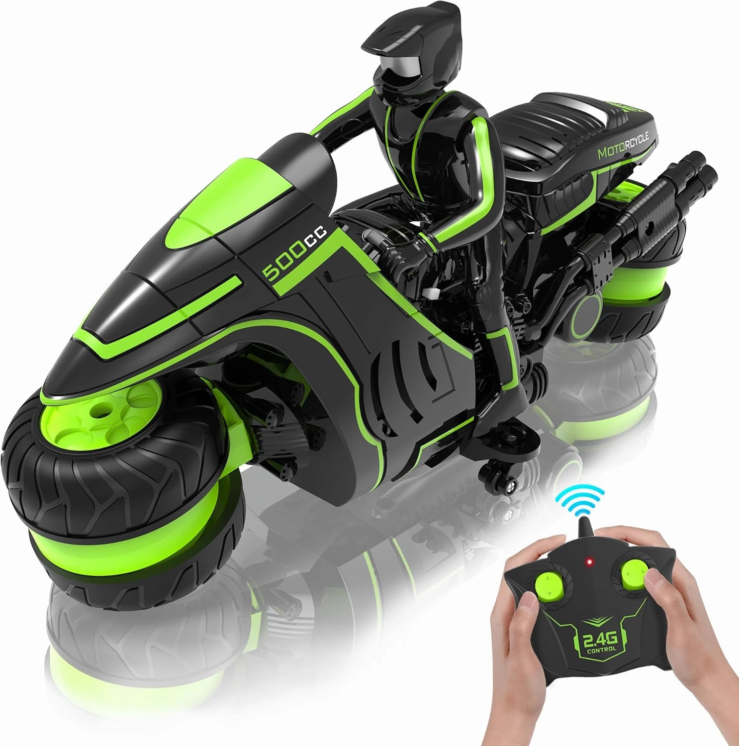 Eulogia Remote Control Motorcycle, 360° Spinning Wheel RC Stunt Motocross Toys, High Speed Riding Model with Rechargeable Battery, Drift Motorbikes for Kids, Gift for Boys & Girls Ages 5 