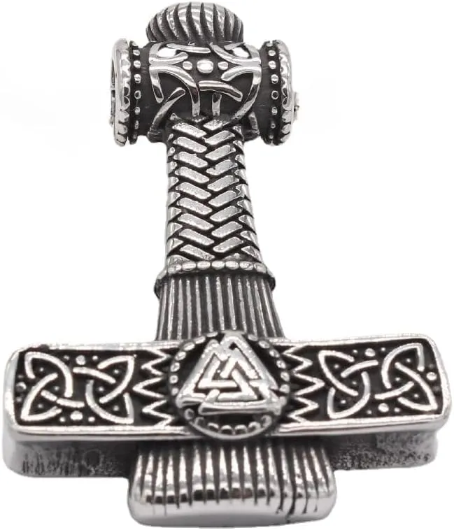 European and American Personality Vintage Viking Raytheon Hammer Men's Stainless Steel Pendant Necklace Chain