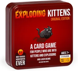 Exploding Kittens Original Edition in Collectible Tin - 2-5 Players - Ages 7  - 15 Minutes to Play - High Stakes Card Game - Party Game, Family Game Night, Kid and Adult Card Game