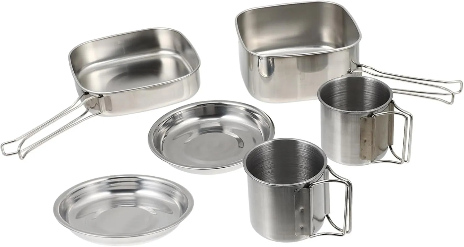 Exquisite Craftsmanship Outdoor Camping Cookware 1 Set Portable Picnic Cooking Pot Frying Pan Cups