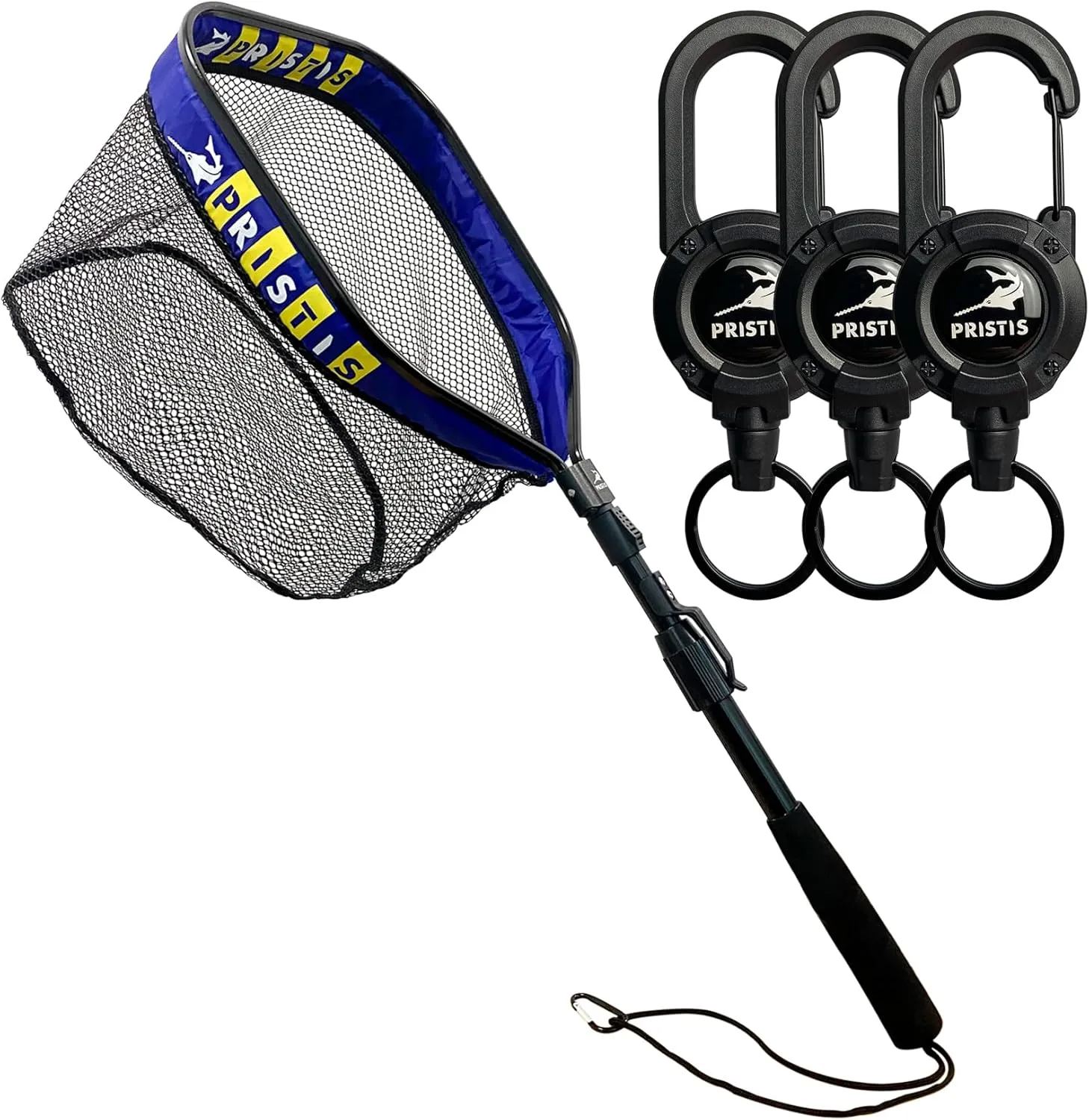 Exquisite Utility Fishing Tool Combination, 3 Pack Heavy Duty Zinger Retractors & 39''/1m Floating Fishing Net, Nice Gift for Family