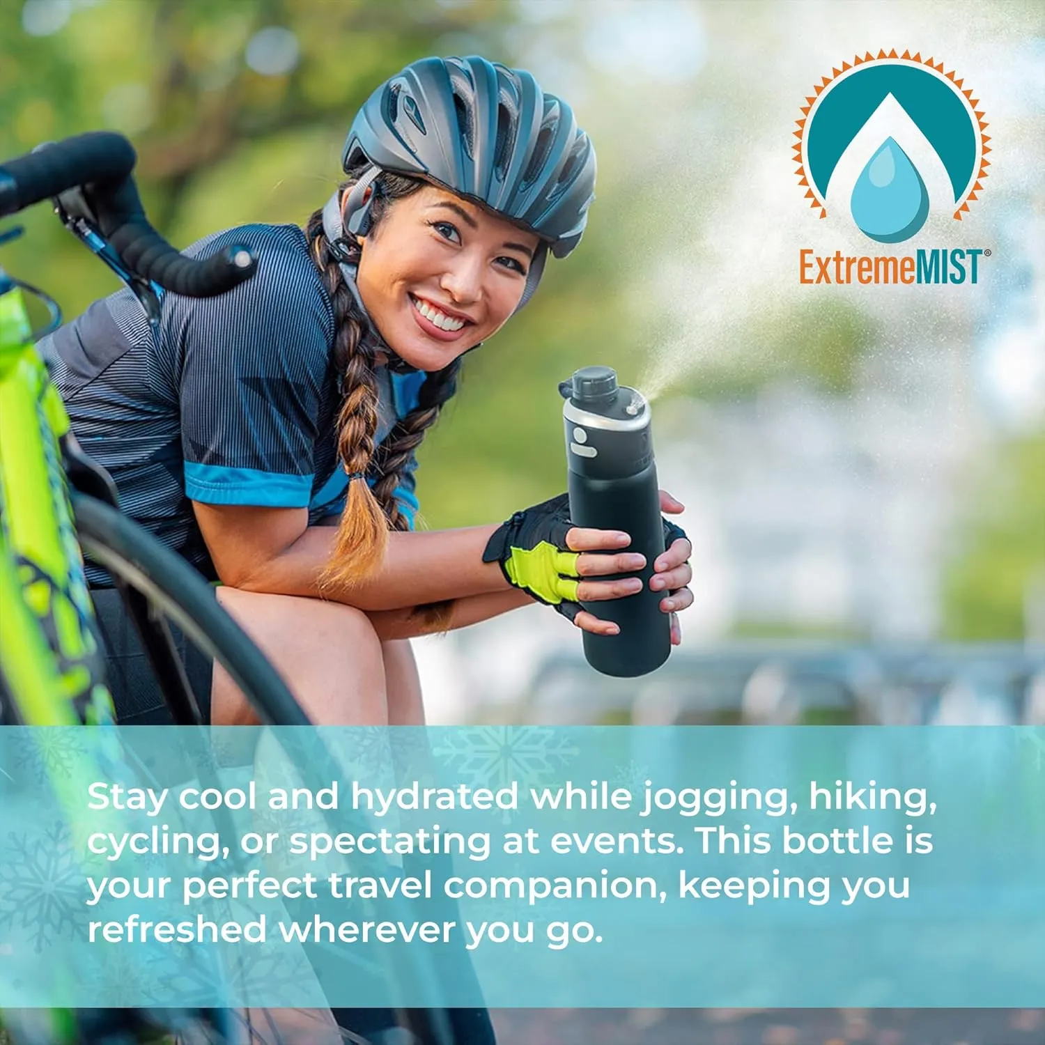 EXTREMEMIST GoMist Misting & Drinking Bottle | Rechargeable Mist & Sip Water Bottle | Quick Charge USB-C Port | 2-Speed Mist Function | Stainless-Steel Double Wall Insulation, 40 oz (Midnight Black)