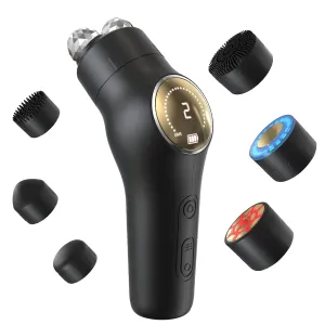 Facial Device, Rechargeable Facial Roller Massager, Portable Facial Kit with Red Light for Skin Care, Waterproof Face Massager with Cleaning Function