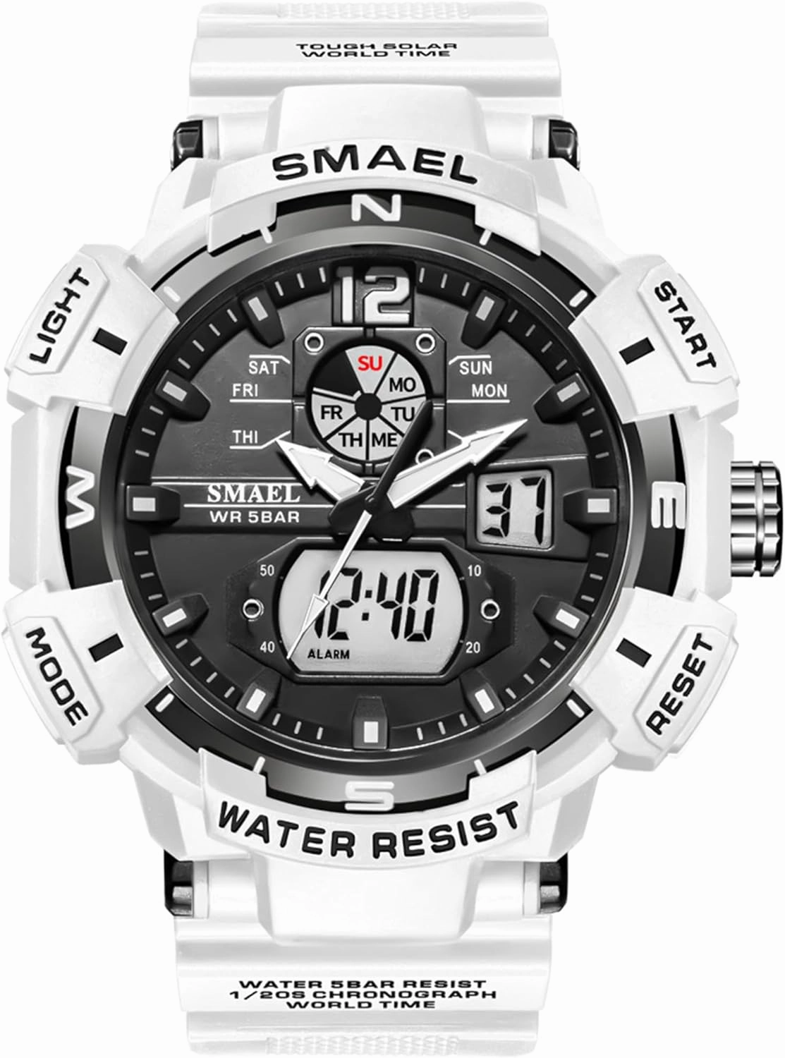 FANMIS Mens Analog Digital Sports Watch Large Face Outdoor Sports Waterproof Military Wrist Watches with Date Multifunction Tactics LED Army Watch Backlight Stopwatch (Black)