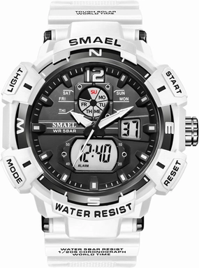 FANMIS Mens Analog Digital Sports Watch Large Face Outdoor Sports Waterproof Military Wrist Watches with Date Multifunction Tactics LED Army Watch Backlight Stopwatch (Black)