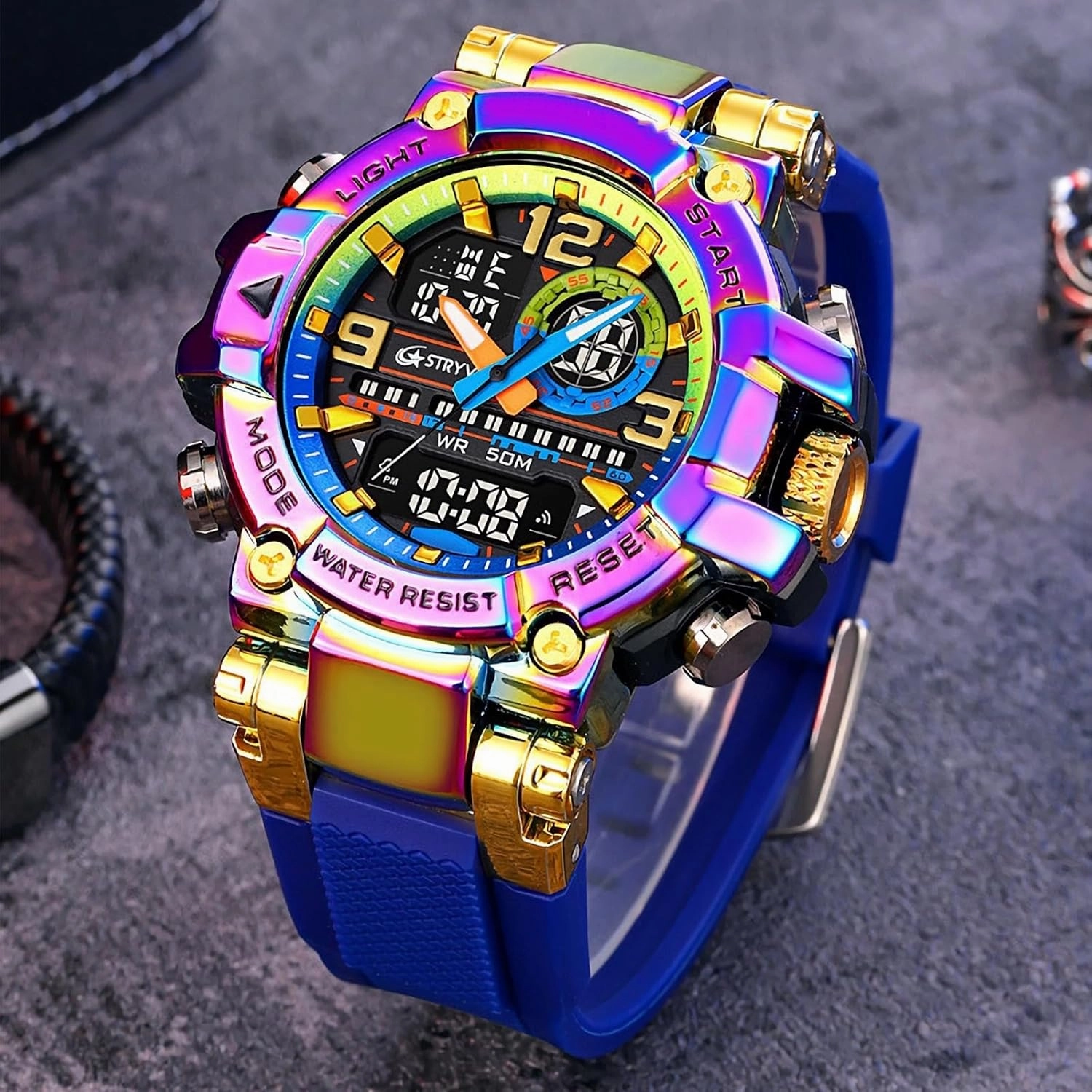 Fashion Colorful Men Digital Sport Watches Waterproof Male Clock Wristwatch Men's Dual Display Electronic Military Watch