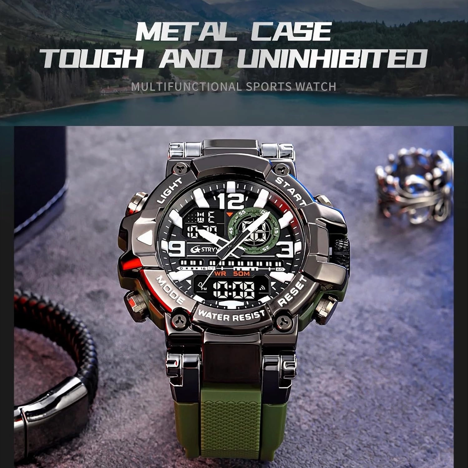 Fashion Colorful Men Digital Sport Watches Waterproof Male Clock Wristwatch Men's Dual Display Electronic Military Watch