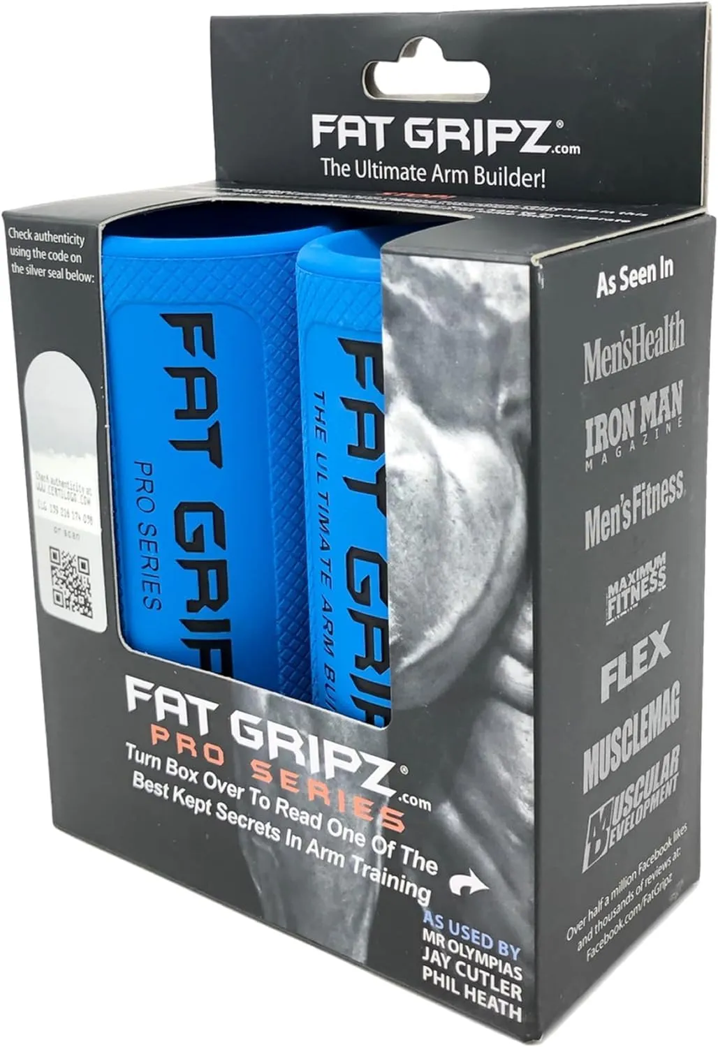 Fat Gripz Pro - The Simple Proven Way to Get Big Biceps & Forearms Fast - At Home Or In The Gym (Winner of 3 Men’s Health Magazine Awards) (2.25” Outer Diameter)
