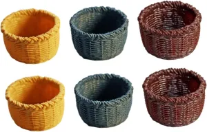 FAVOMOTO 24pcs Miniature Basket Decorative Baskets for Dollhouse Crafts Vivid Mini House Ornament Lightweight Storage Bins Decor Accessories Multi-Functional Use