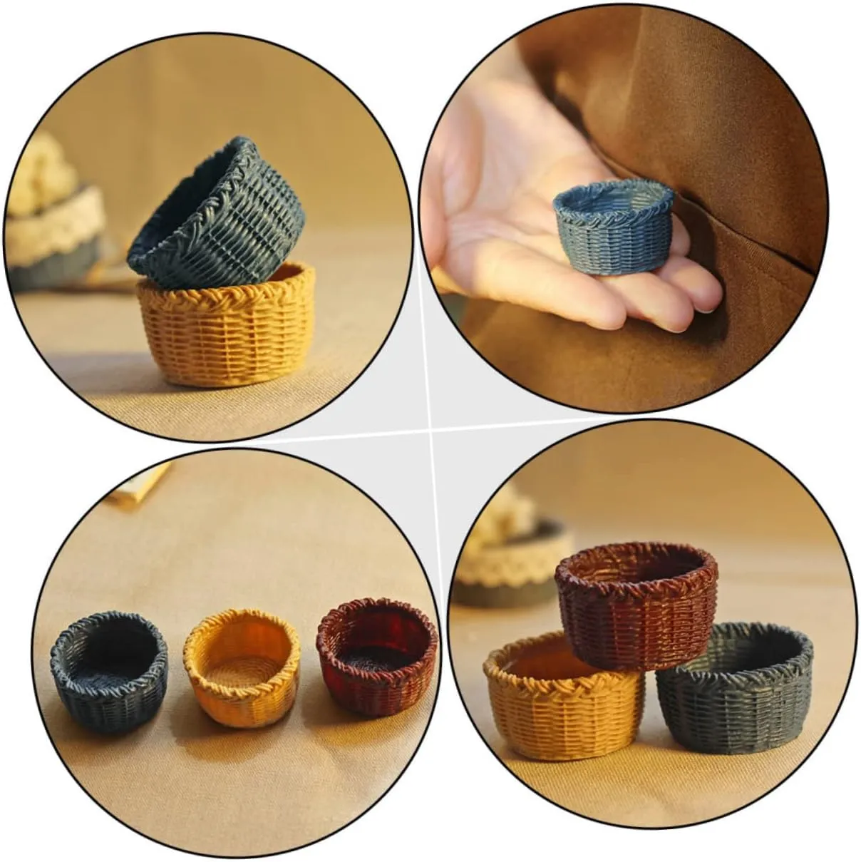 FAVOMOTO 24pcs Miniature Basket Decorative Baskets for Dollhouse Crafts Vivid Mini House Ornament Lightweight Storage Bins Decor Accessories Multi-Functional Use