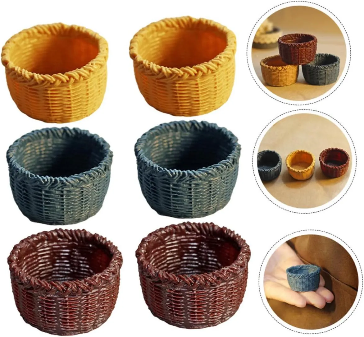 FAVOMOTO 24pcs Miniature Basket Decorative Baskets for Dollhouse Crafts Vivid Mini House Ornament Lightweight Storage Bins Decor Accessories Multi-Functional Use