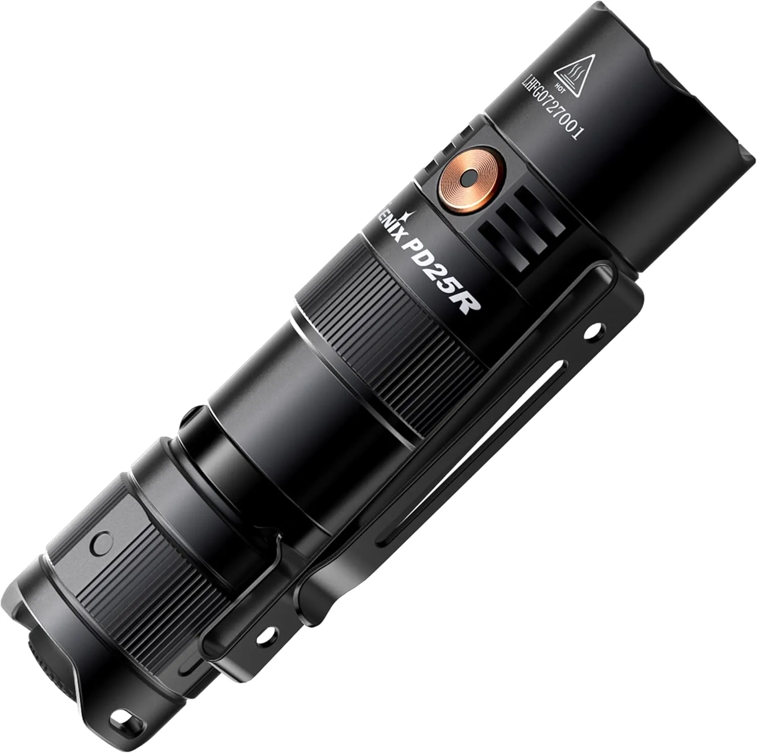 Fenix PD25R Black, Rechargeable Mini Multi-Purpose LED Torch | 800 Lumens | 250m | 70 Hrs Max | 700 mAh | USB-C | Two-Position Body Clip | IP68