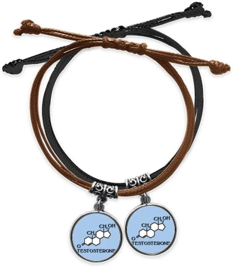 Finishing Chemical Structure Hormone Molecules Bracelet Double Leather Rope Wristband Couple Set Gift