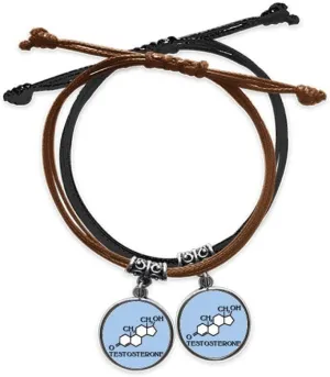 Finishing Chemical Structure Hormone Molecules Bracelet Double Leather Rope Wristband Couple Set Gift