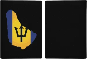 Flag Map of Barbados Funny Passport Holder for Travel Slim Passport Cover Card Case Protector with Slot