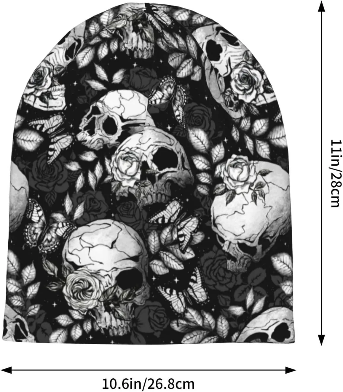 Flower Sugar Skull Beanie Hat Adult Skull Cap Warm Slouchy Knit Hat Headwear Gift for Men Women