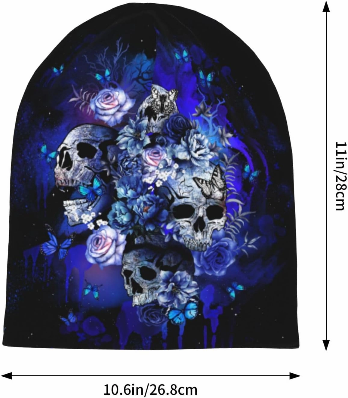 Flower Sugar Skull Beanie Hat Adult Skull Cap Warm Slouchy Knit Hat Headwear Gift for Men Women