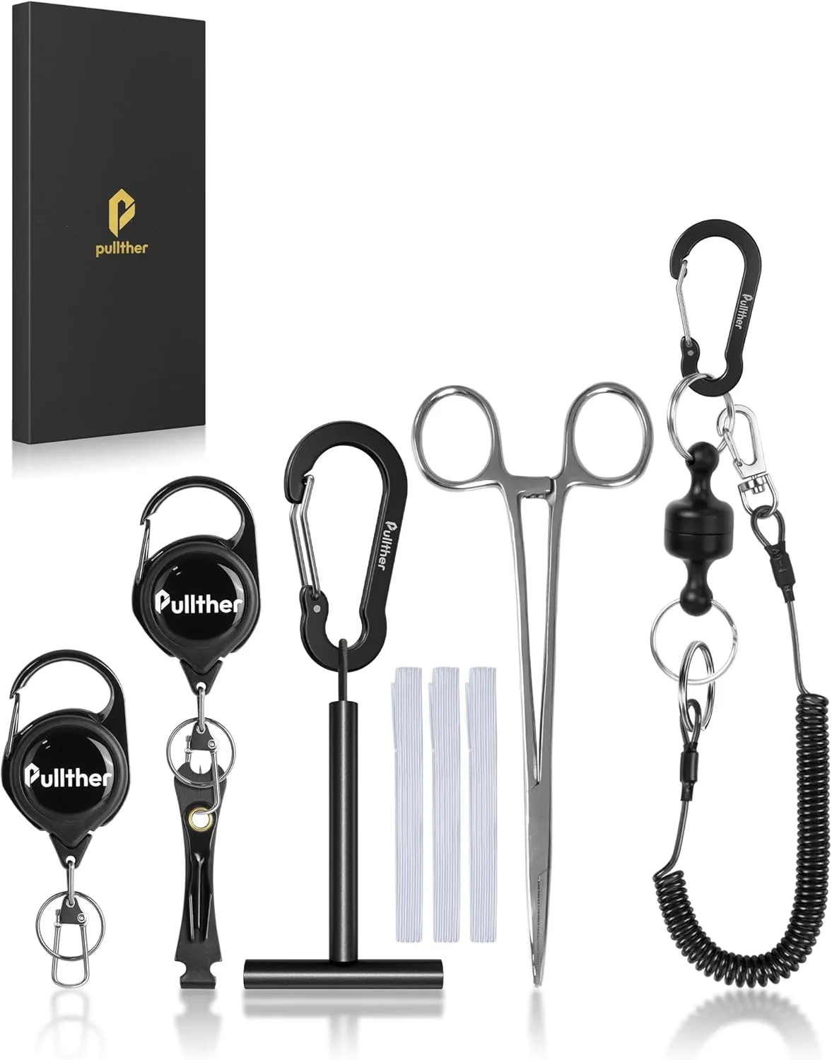 Fly Fishing Accessories 8 PCS,Fly Fishing Forceps,Tippet Holder,Fishing Tippet Spool Ring,Retractable Keychain and Magnetic Keychain with Lanyard,Fly Fishing Tools,Gift for Men