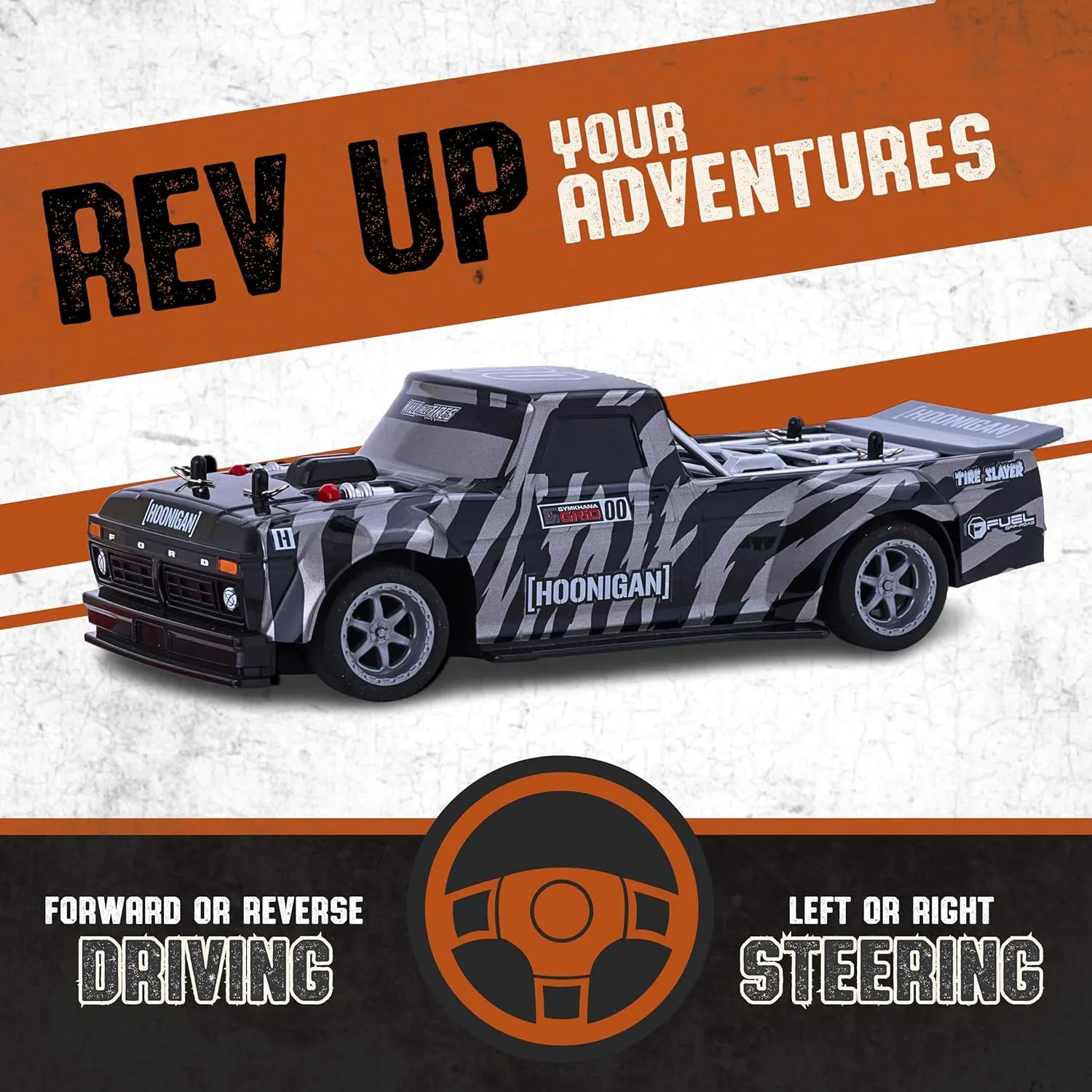 Flybar Hoonigan, Hoonitruck, Remote Control Car for Kids – RC Car, RC Cars, Race Car, 3.7V, 2.4 GHz, Detailed Replica Design, USB Rechargeable Battery Included, 1:32 Scale, 100 ft Range, 4 Mph