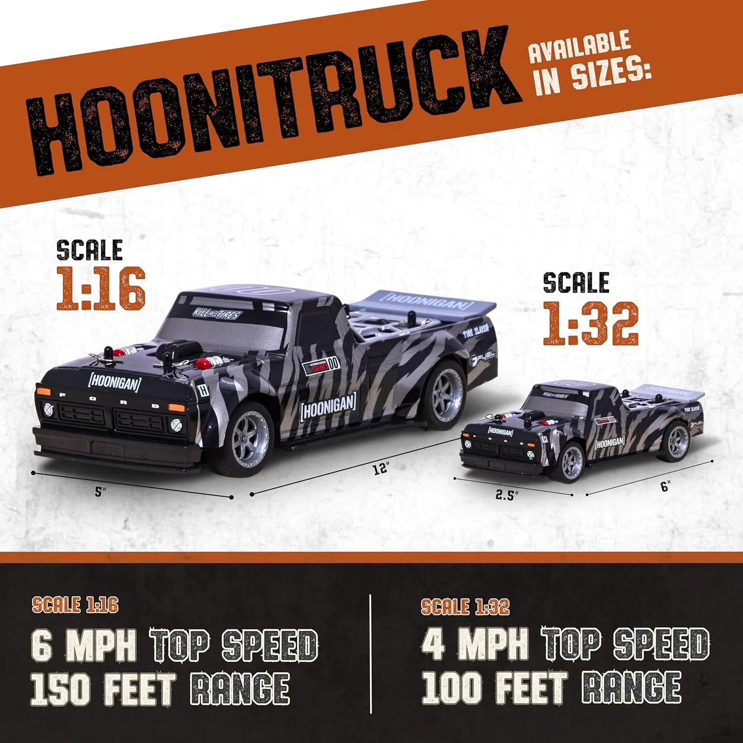 Flybar Hoonigan, Hoonitruck, Remote Control Car for Kids – RC Car, RC Cars, Race Car, 3.7V, 2.4 GHz, Detailed Replica Design, USB Rechargeable Battery Included, 1:32 Scale, 100 ft Range, 4 Mph
