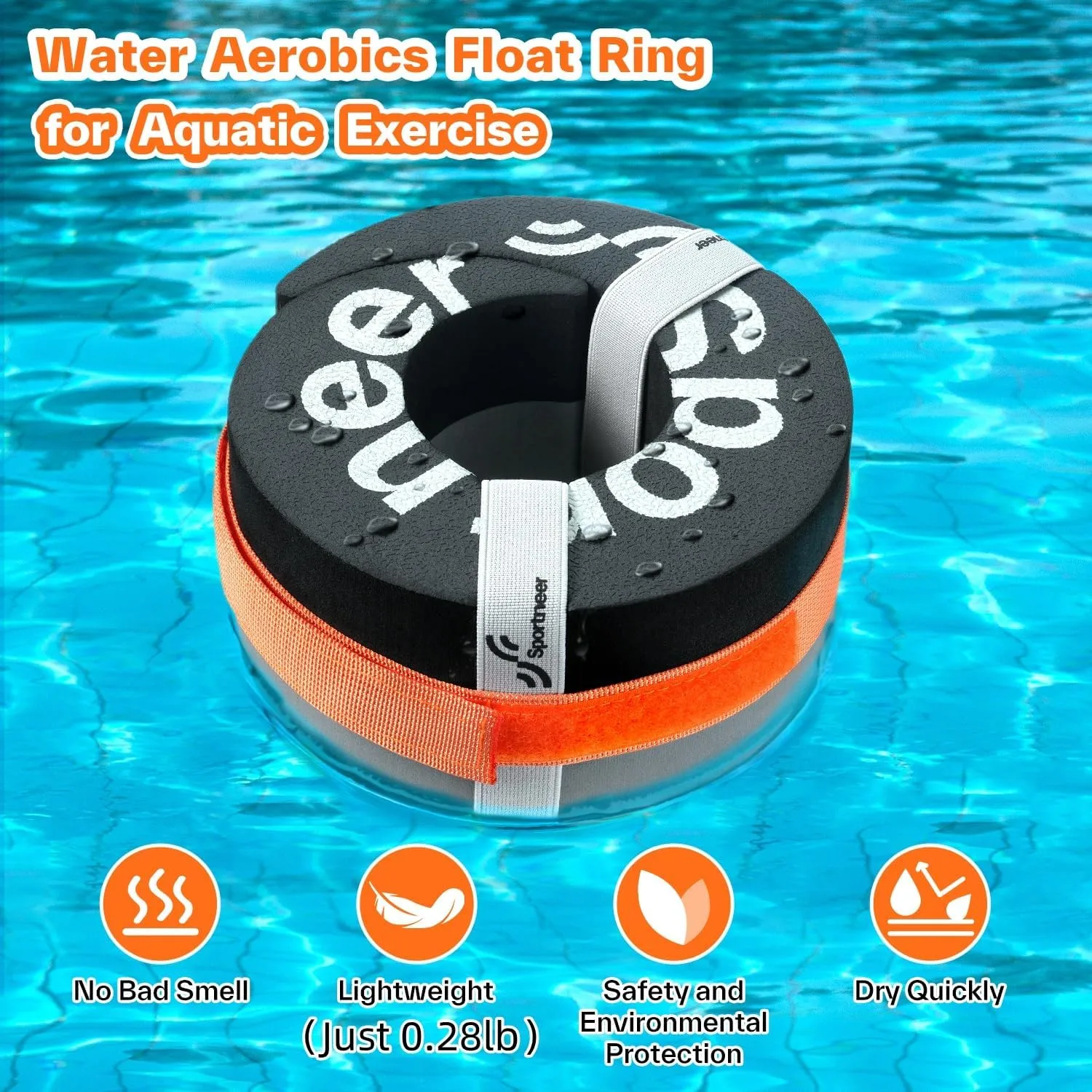 Foam Aquatic Cuffs Exercise Equipment: Sportneer Water Aerobics Float Ring with Adjustable Webbing Pool Exercise Workout Set Water Ankle Ring