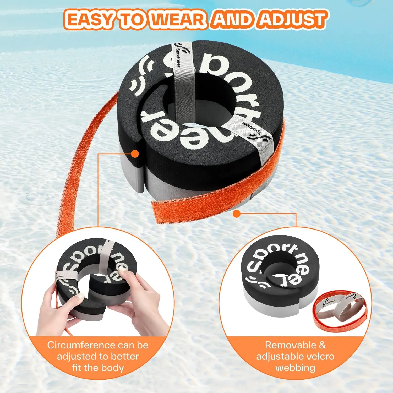 Foam Aquatic Cuffs Exercise Equipment: Sportneer Water Aerobics Float Ring with Adjustable Webbing Pool Exercise Workout Set Water Ankle Ring