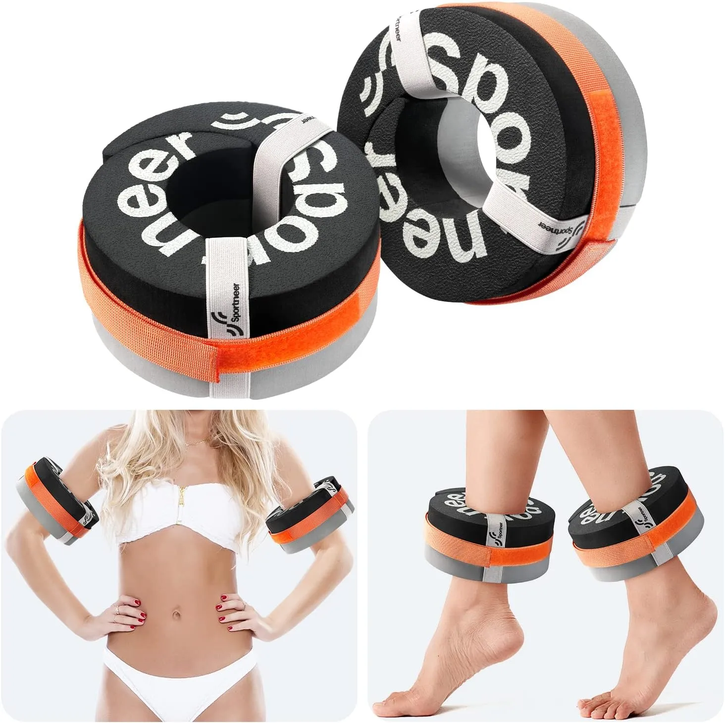 Foam Aquatic Cuffs Exercise Equipment: Sportneer Water Aerobics Float Ring with Adjustable Webbing Pool Exercise Workout Set Water Ankle Ring