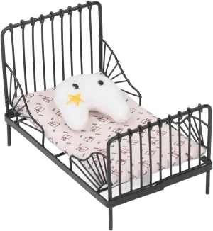 Focket 1/12 Scale Dollhouse Bed, European Style Metal Miniature Dollhouse Single Bed with Cute Pillow, Miniature Dollhouse Furniture Accessories for Dollhouse Bedroom Decoration (Type A)
