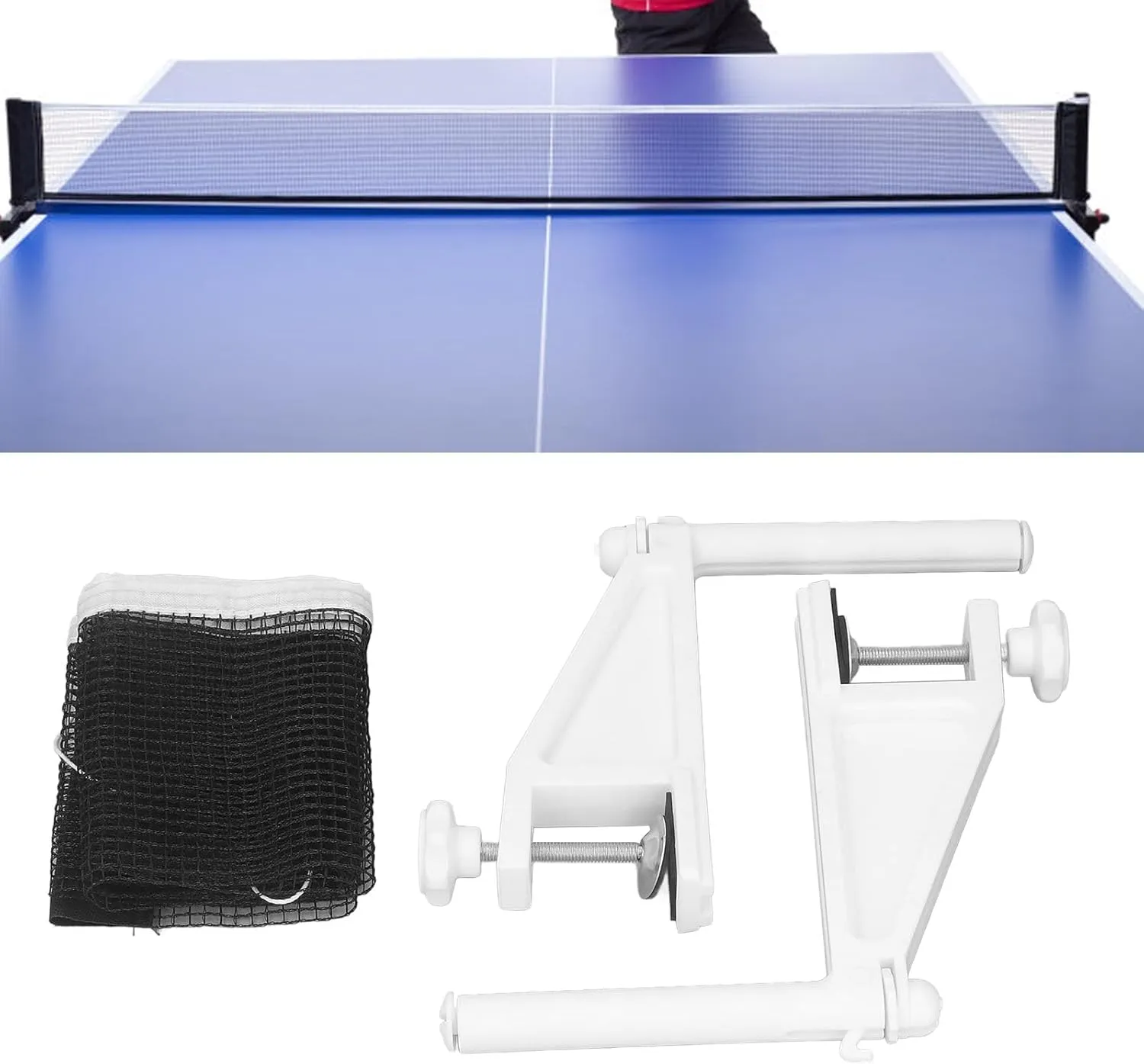 Folding Adjustable Table Tennis Net and Post Set, Portable Pong Mesh Net for Indoor Outdoor Tables
