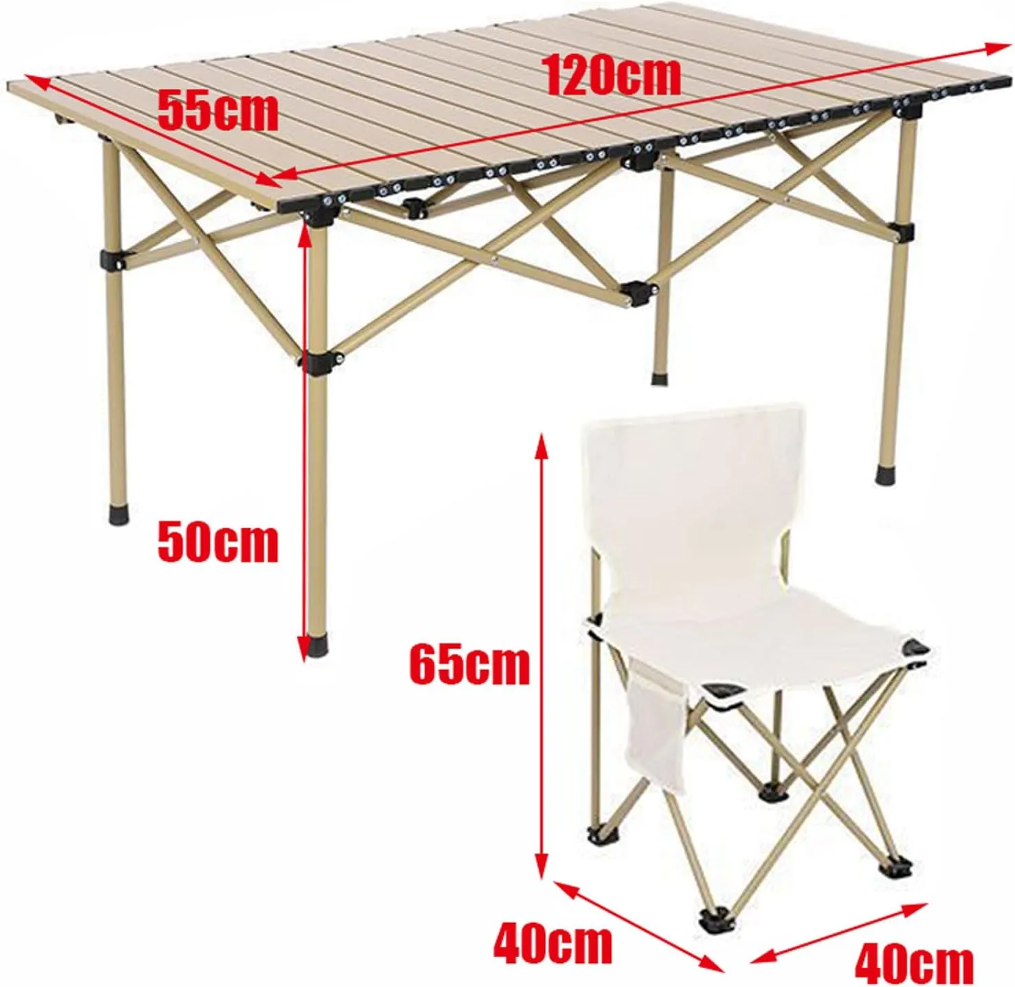 Folding Beach Picnic Tables Collapsible Backpack Lawn Chair Camping Folding Chair Set with Roll up Carbon Steel Table for More People Party, BBQ, 53cm-black-5pcs
