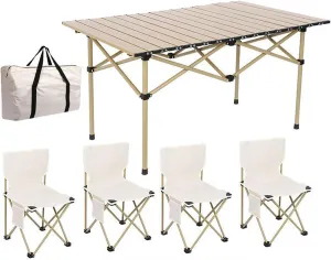 Folding Beach Picnic Tables Collapsible Backpack Lawn Chair Camping Folding Chair Set with Roll up Carbon Steel Table for More People Party, BBQ, 53cm-black-5pcs