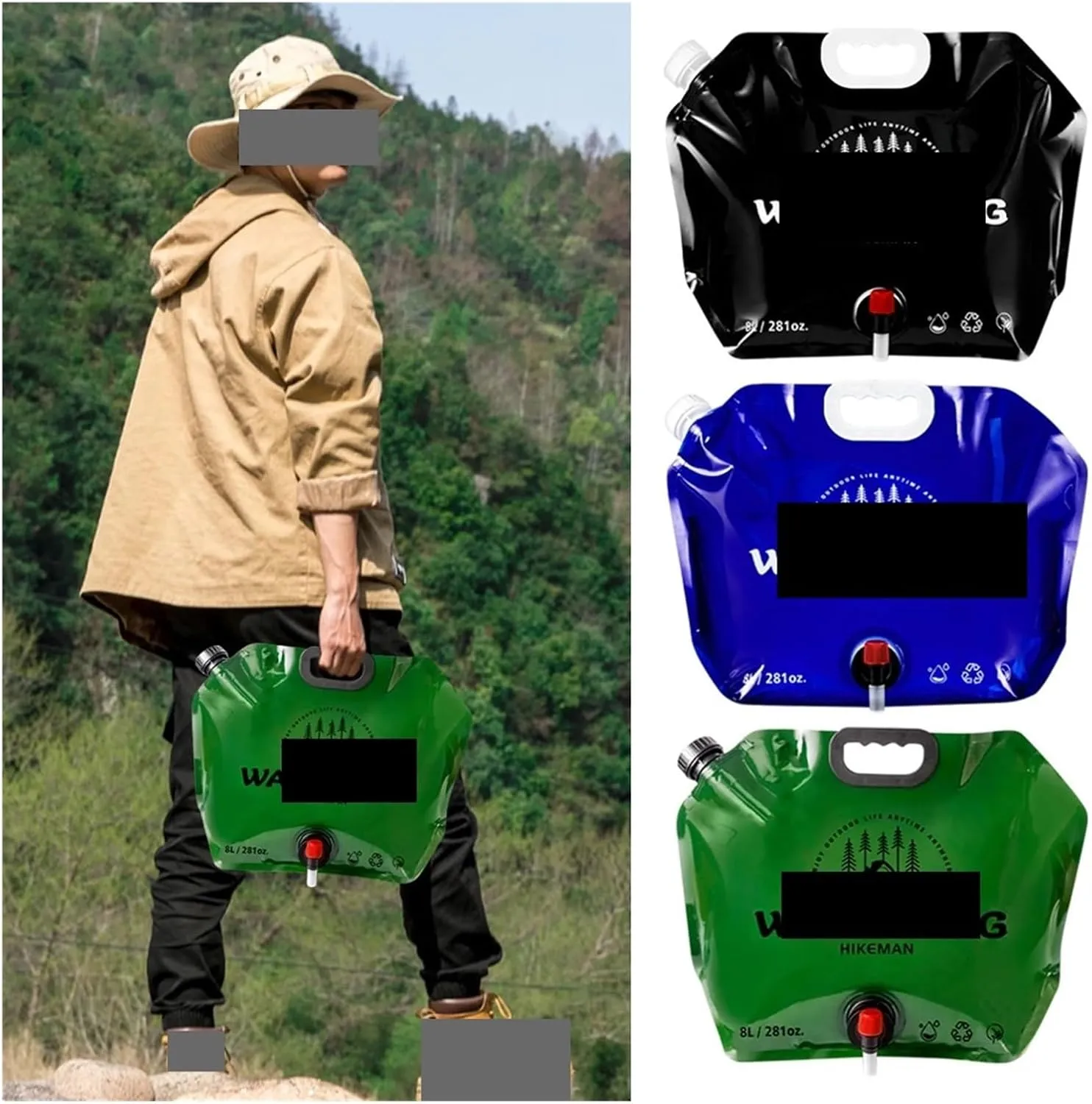 Folding Portable Bucket 5/7.5/8/10L Capacity Bag Thicken Folding Bucket Portable Bag Container Collapsible Pouch Can Camping (Color : Blue 5L)