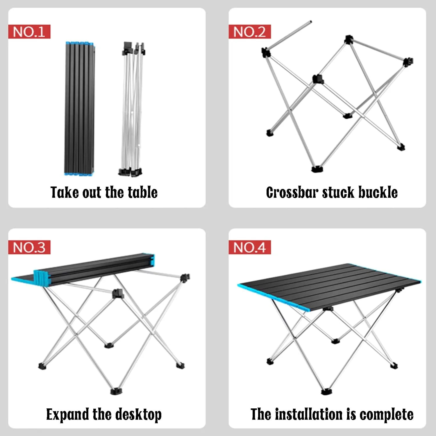 Folding Table Portable Small Camping Table Ultra Light Folding Beach Table Camping with Carrying Bag, Picnic Table Foldable Side Table Withstands Weights of Up to 55lbs,Black,S