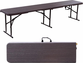 Folding Bench, 6FT Plastic Foldtable Bench with Handles, Outdoor Portable Stackable Bench for Party Camping and Picnic, Brown