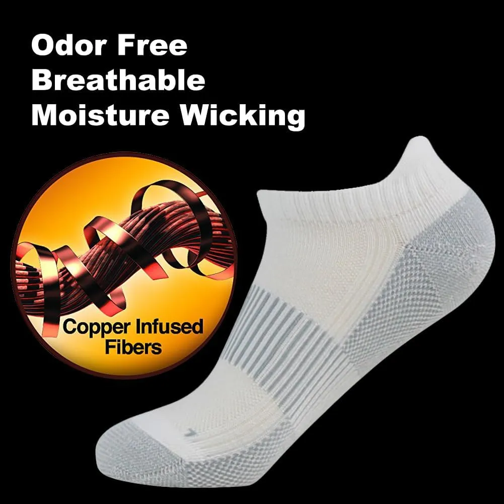 FOOTPLUS Unisex Copper Compression Socks Circulation Arch Support Plantar Fasciitis Ankle Golf/Running/Hiking Socks