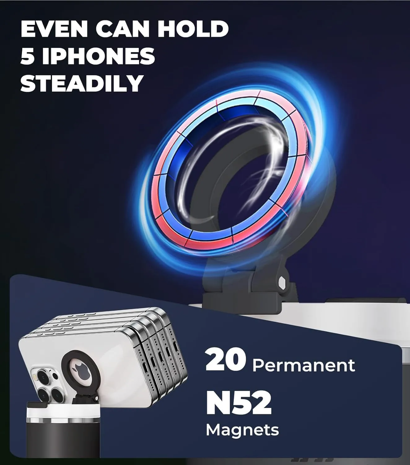 for Stanley Cup Phone Holder with Magnetic Phone Holder for Quencher H2.0 FlowState Tumbler Foldable Stand Water Bottle for Stanley Cup Accessories Hands Free for All Phones Cases