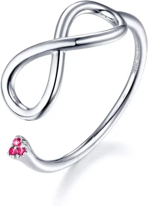 FOREVER QUEEN Open Ring for Women S925 Sterling Silver Adjustable Rose Flower Ring Infinity I Love You Wrap Open Ring Birthday Gift