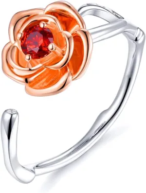 FOREVER QUEEN Open Ring for Women S925 Sterling Silver Adjustable Rose Flower Ring Infinity I Love You Wrap Open Ring Birthday Gift