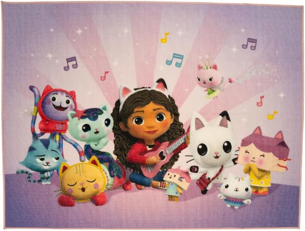 Franco DreamWorks Gabby's Dollhouse Kids Room Non Slip Area Rug, 69 in x 52 in, (Official Licensed Product)