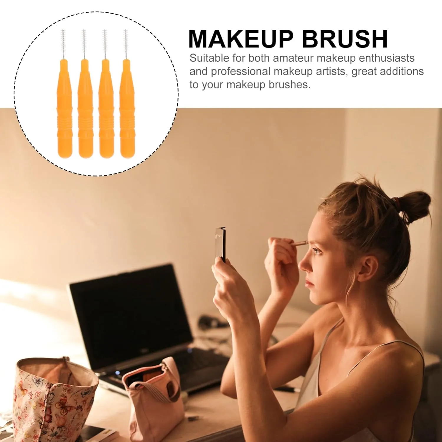 FRCOLOR 4sets Makeup Tools Set Mini Brush Eyebrow Brush Tooth Portable Cosmetic for Travel 20pcs*4