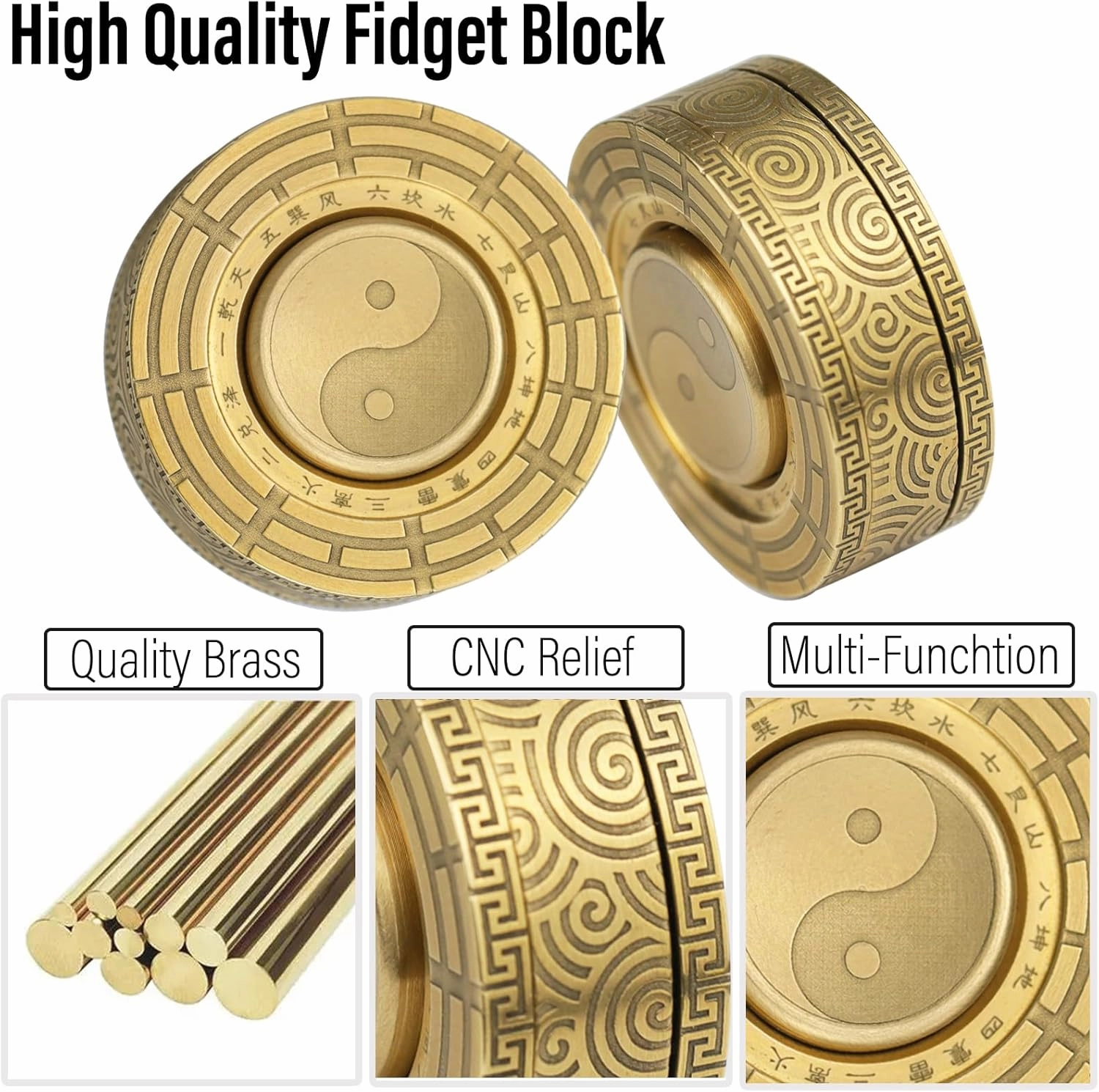FREELOVE Metal Magnetic Paragraph Slider Fidget Spinner Toys for Adults, Mini Small Magnet Fidget Ring, Heavy Brass Haptic Block, Premium Silent Bearing (Gossip)