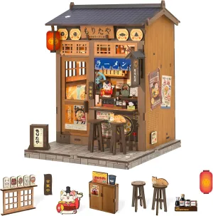 Fsolis Japanese Book Nook Kit - DIY Miniature Scene Dollhouse Kit 3D Puzzles for Adults Tiny House Mini Craft Bookshelf Nook Puzzle Book Decor Gifts for Women Teenagers Book Lovers (Morita-Ya Ramen)