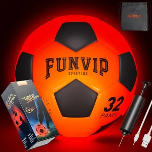 Funvip Light Up LED Soccer Ball, Rechargeable Glow in The Dark Soccer Ball with Bag, Christmas Birthday Soccer Gifts for 8-12 Years Old Boy Kids Teens, Cool Boy Toys Gifts for Ages 8 9 10 11 12 