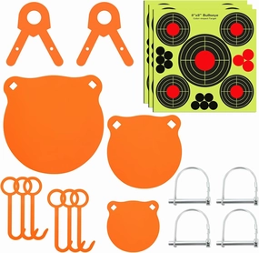 GADFISH AR500 Steel Target Combo Set, 3/8" Gong Target Hanging Kit, Outdoor Hanging Gong Targets with 10 Pcs Paper Targets, Complete AR500 Steel Kit Fit for 1 Inch OD EMT Conduit (Sold Separately)