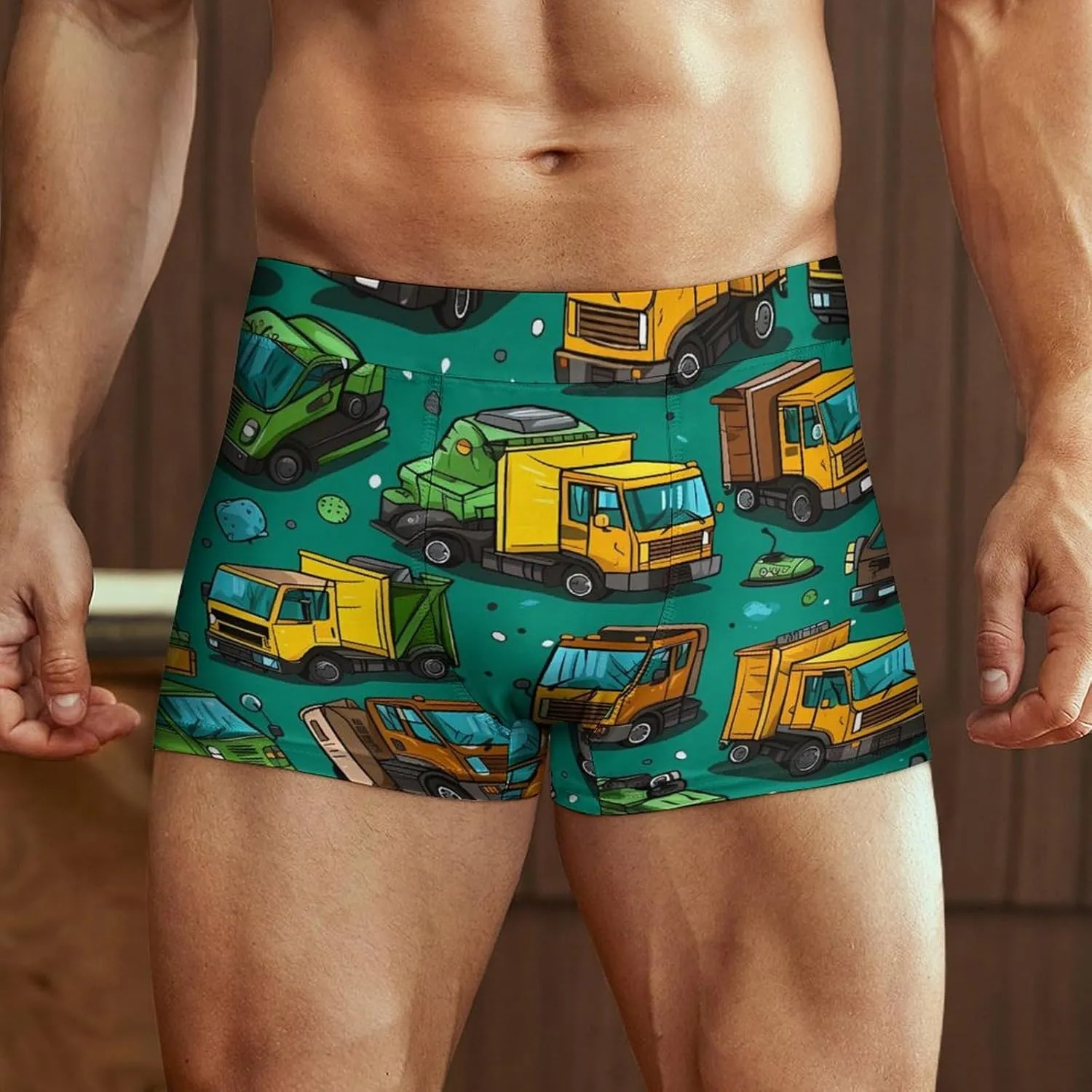 Garbage Truck Busy Day Men's Boxer Briefs Stretch Waistband Breathable Underwear