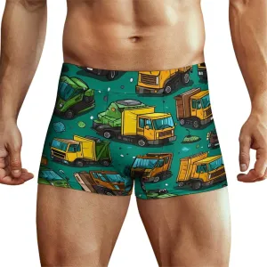 Garbage Truck Busy Day Men's Boxer Briefs Stretch Waistband Breathable Underwear